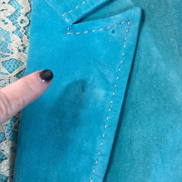 KAREN KANE Blue Suede Leather Blazer Jacket Women’s Medium - Picture 15 of 15
